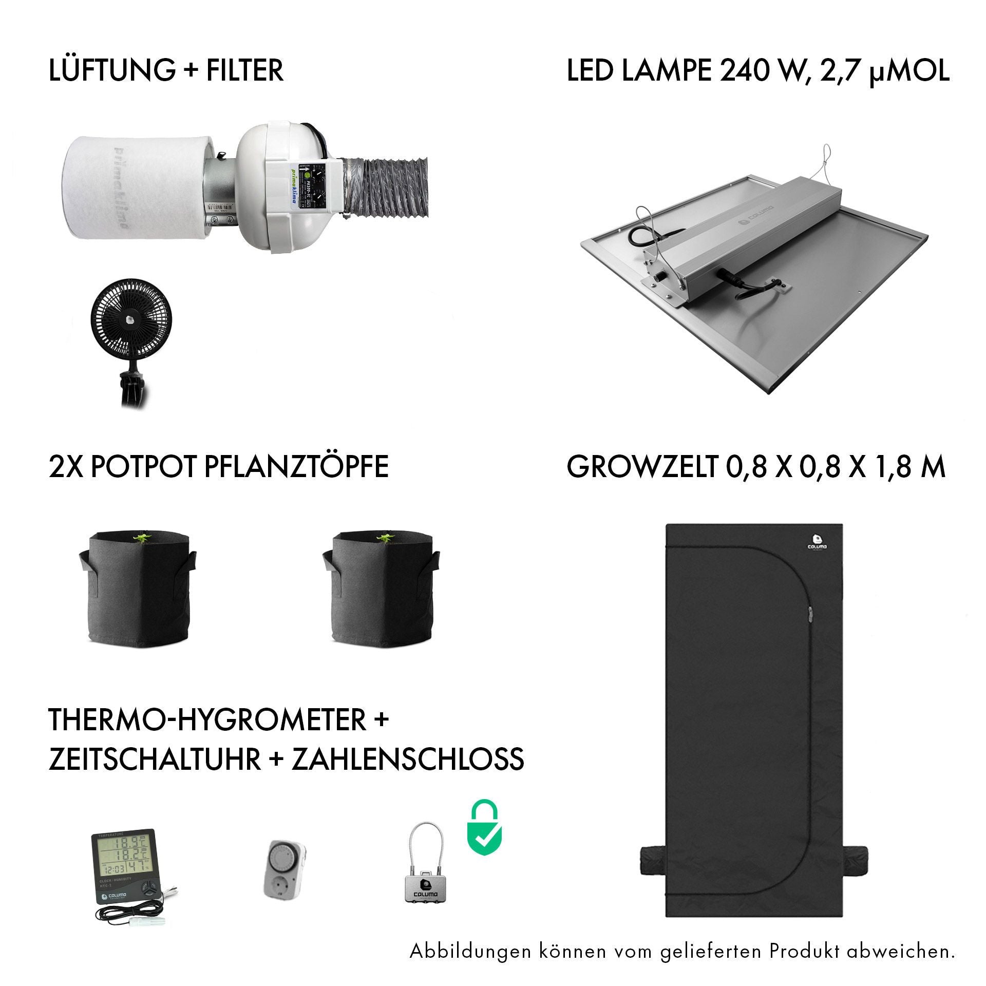 Caluma Set - 2 Plants Plus Premium (80 x 80 cm, 240 W)